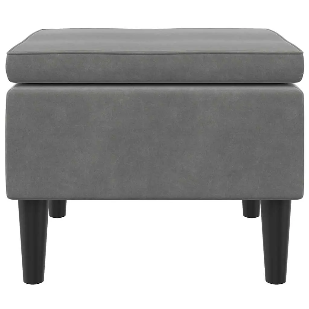 Stool for Living Room Dark Grey Velvet Seat with Wooden Legs