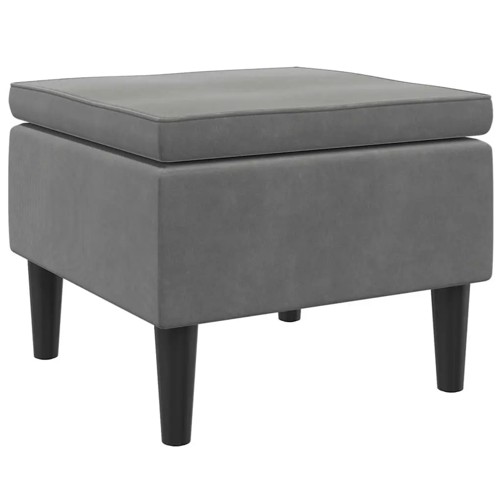 Stool for Living Room Dark Grey Velvet Seat with Wooden Legs