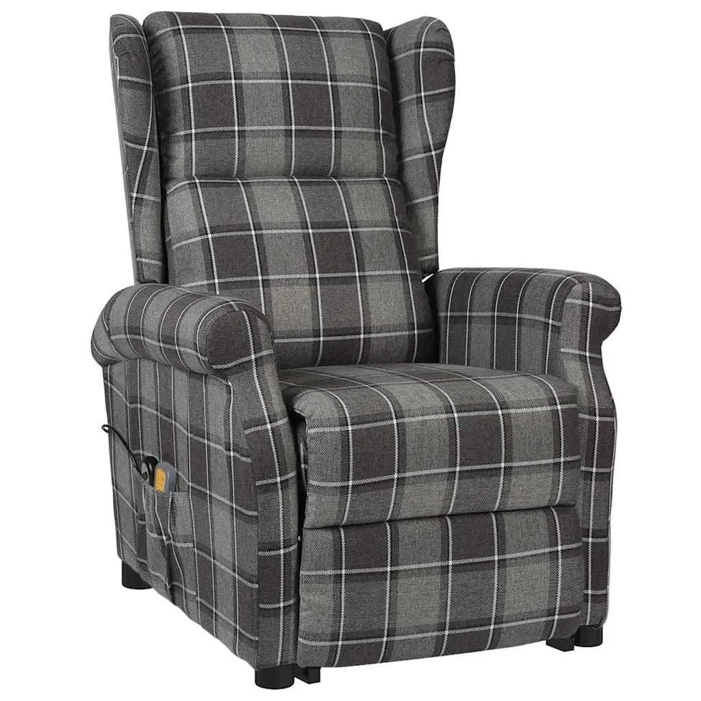 Electric Massage Chair for Home Use Grey Fabric Recliner with Lift Function and Vibration Massage
