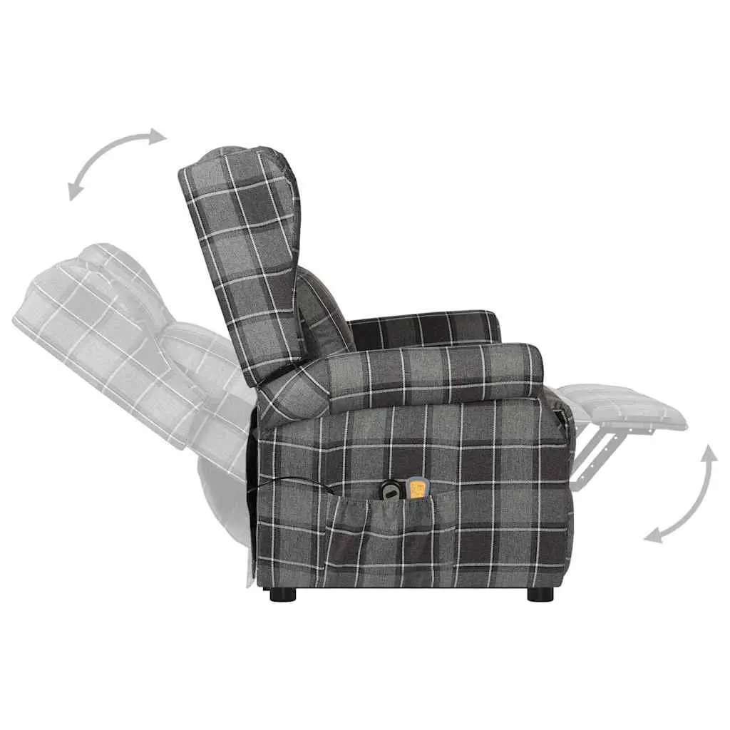 Electric Massage Chair for Home Use Grey Fabric Recliner with Lift Function and Vibration Massage