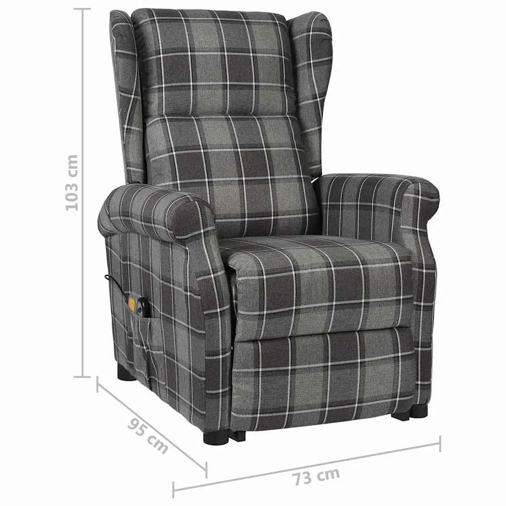 Electric Massage Chair for Home Use Grey Fabric Recliner with Lift Function and Vibration Massage