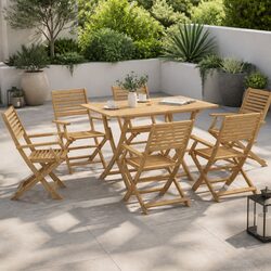 Garden Dining Set 7 Piece Outdoor Patio Furniture Solid Wood Acacia Brown