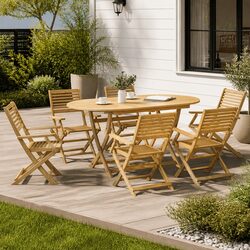 7-Piece Acacia Wood Garden Dining Set Specifications