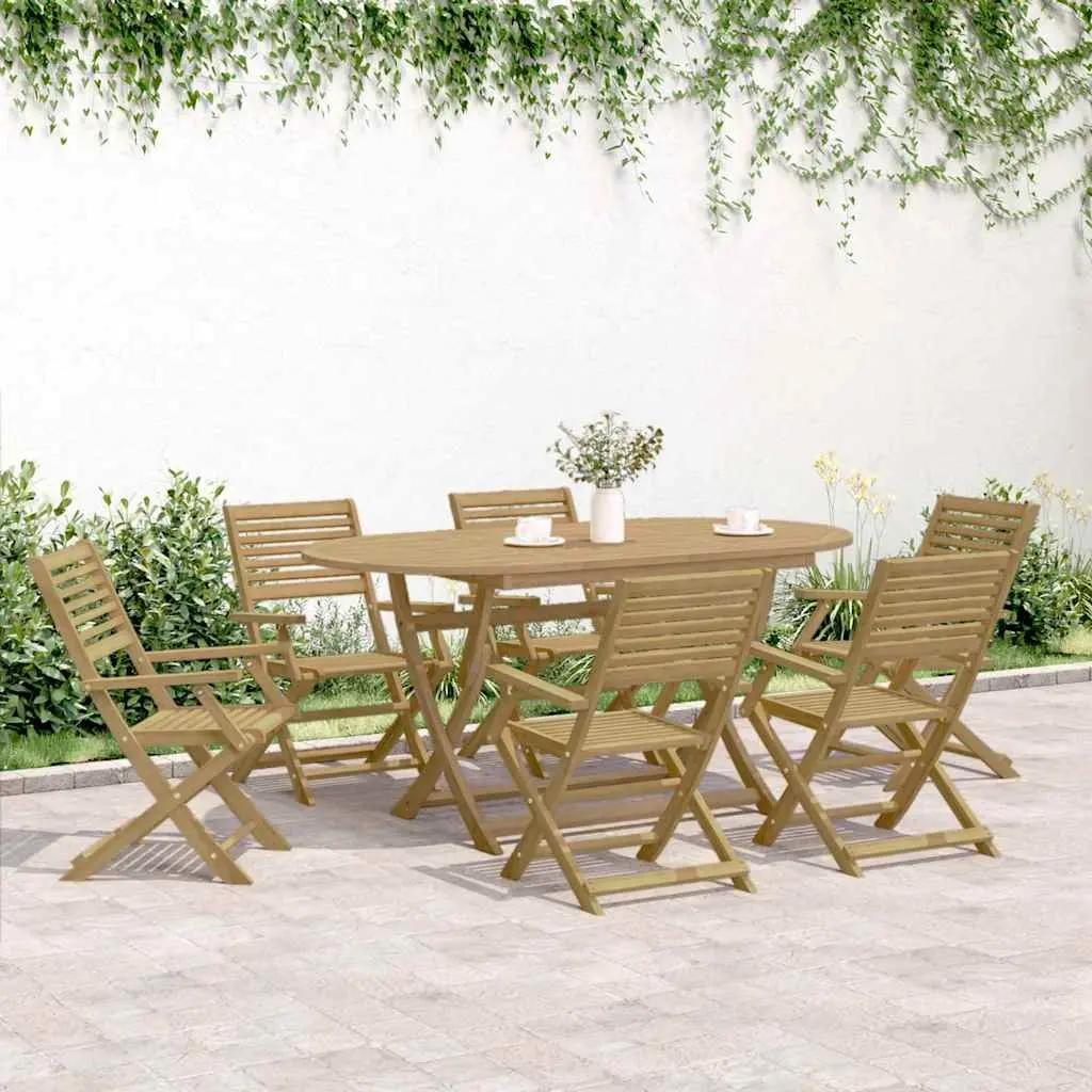 Garden Dining Set 7 Piece Outdoor Use Brown Foldable Acacia