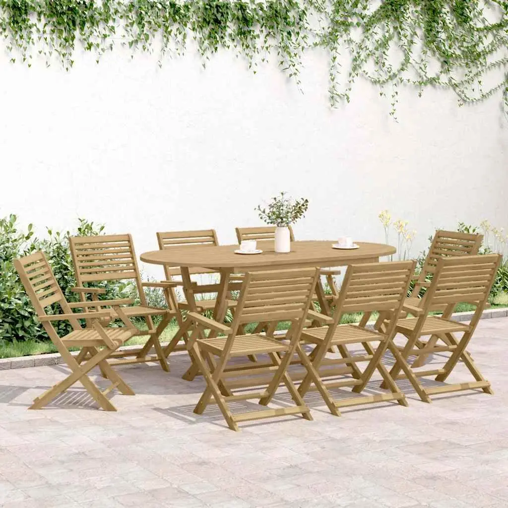 Solid Acacia Wood 9-Piece Outdoor Dining Set