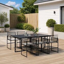 Specifications for 7-Piece Black Poly Rattan Dining Set