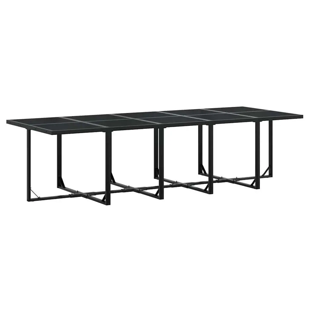Outdoor Dining Set 11 Piece Garden Furniture Black PE Rattan Table Chairs
