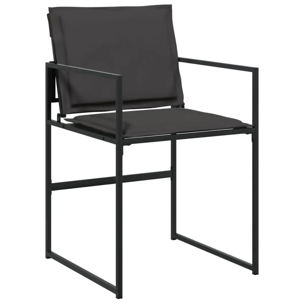7 Piece Outdoor Dining Set Black Textilene Chairs Tempered Glass Table Patio