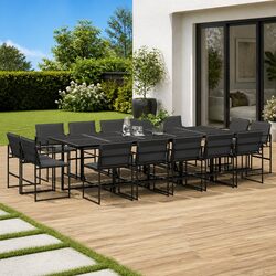 Specifications of 15-Piece Garden Dining Set with Textilene Chairs