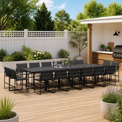 17 Piece Black Textilene Outdoor Dining Set Specifications