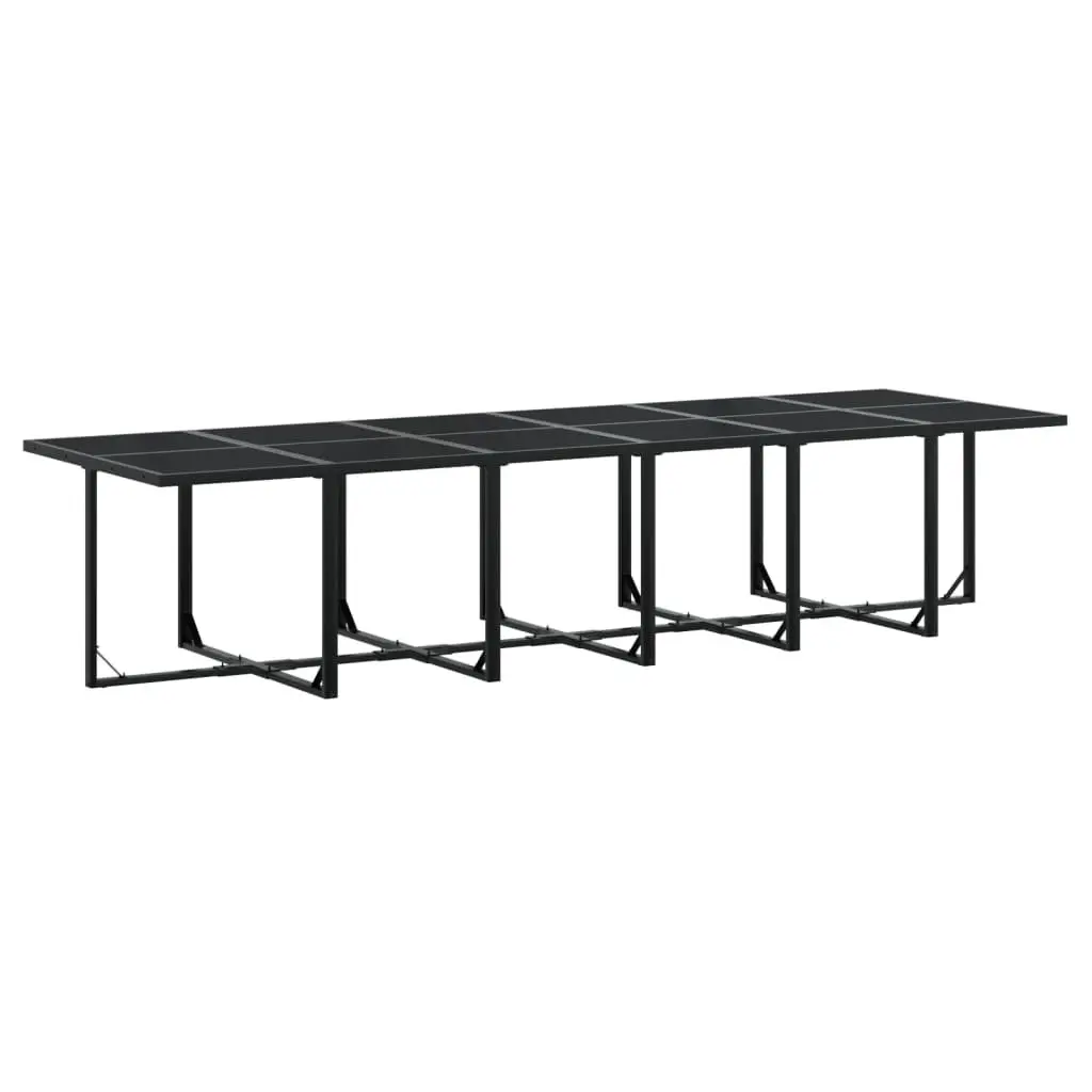 Garden Dining Set Outdoor Furniture 17 Piece with Cushions Black Textilene