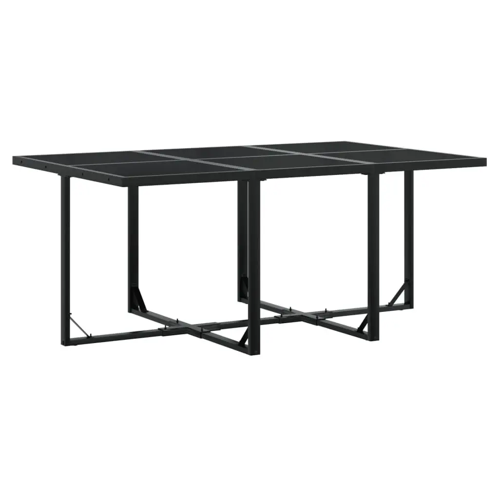Outdoor Dining Set 11 Piece Patio Furniture Black Chairs Tempered Glass Table