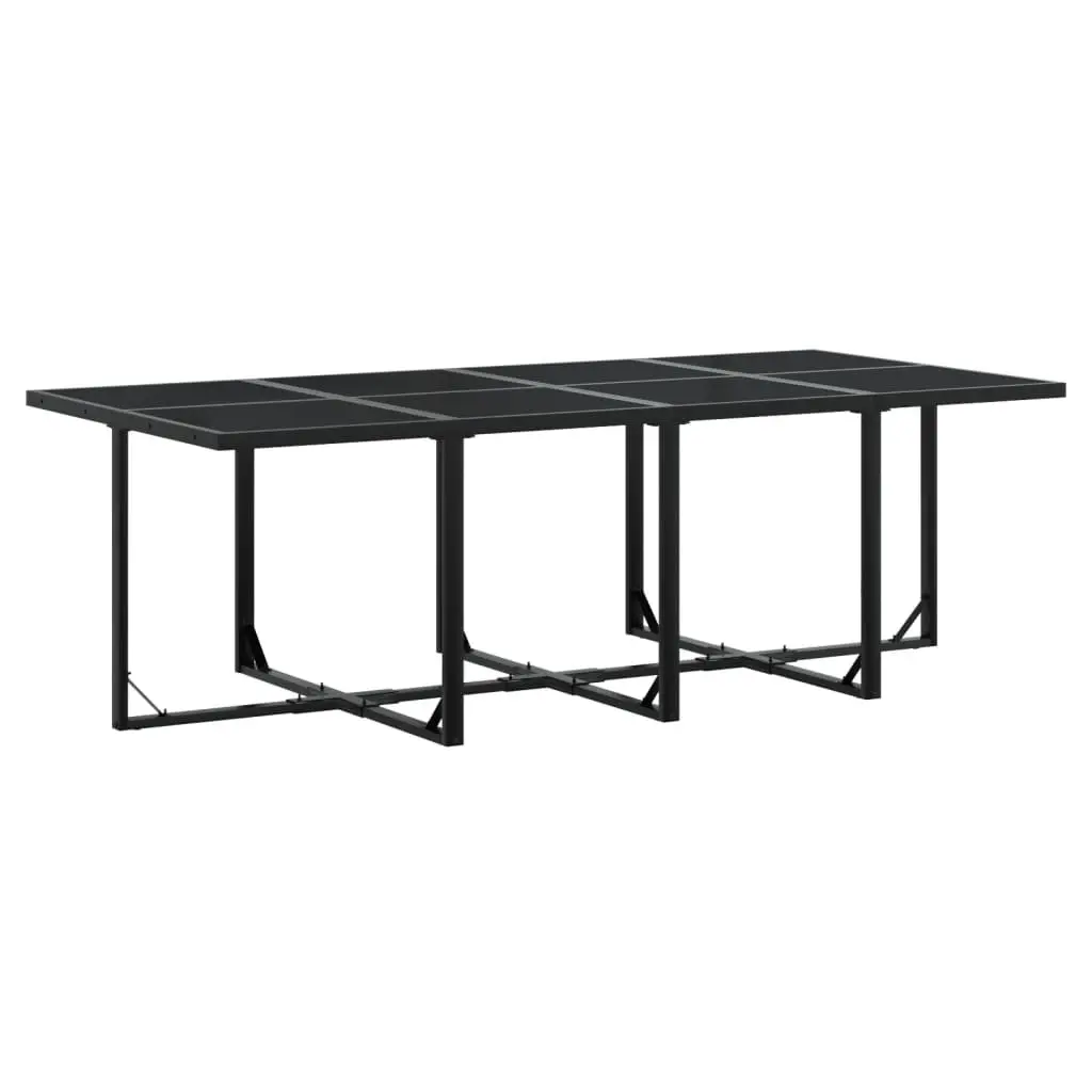 13PieceGardenDiningSetOutdoorFurnitureTableWithBlackTextileneChairsAndCushions