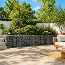 Gabion Basket with Cover 500x50x50 cm Wire Cage Garden Landscaping Outdoor