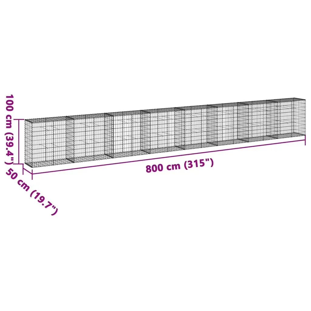 Gabion Basket Garden 800x50x100 cm Metal Wire Cage