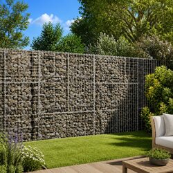 Gabion Basket with Cover 200x50x150 cm Silver Metal Wire Cage Garden Retaining