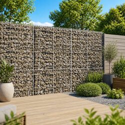 Gabion Basket 100x50x200 cm Silver with Cover Details
