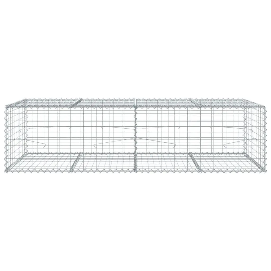 Gabion Basket with Cover 200x100x50 cm Metal Wire Garden Retaining Wall