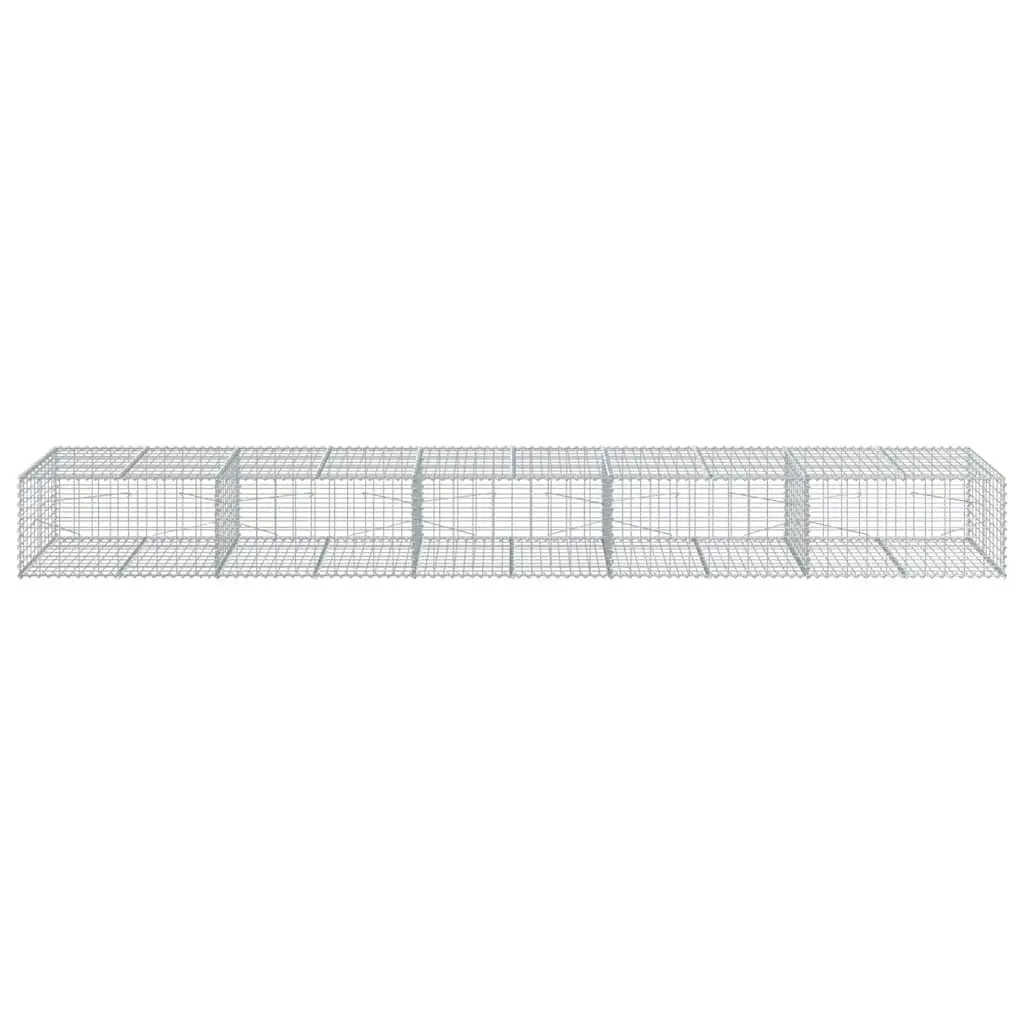 Gabion Basket with Cover 500x100x50 cm Galvanised Iron Garden Retaining Wall