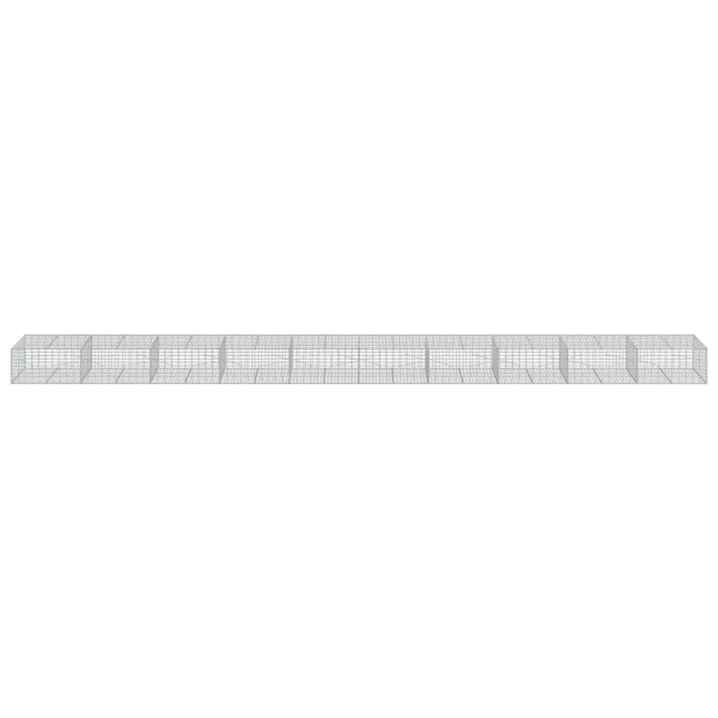 Gabion Basket with Cover, 1000 x 100 x 50 cm, Galvanised Iron