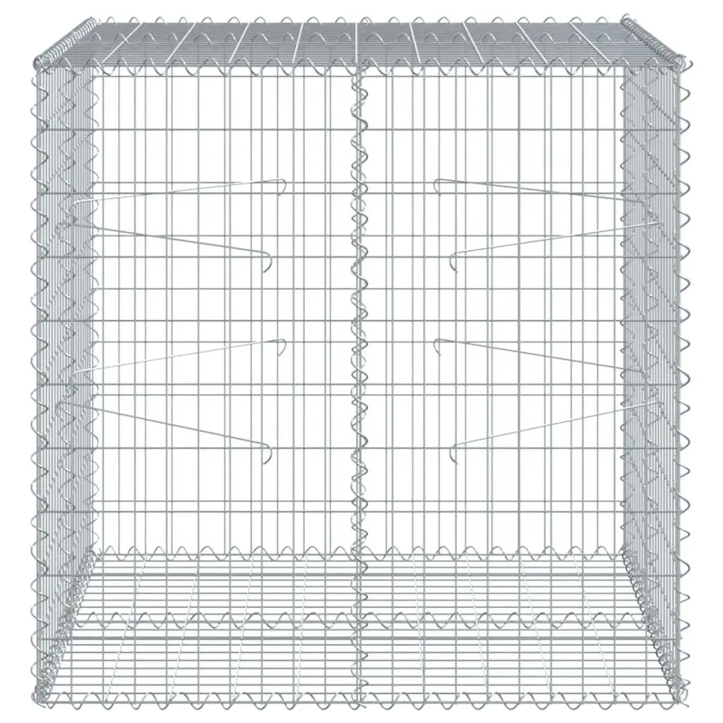 Gabion Basket with Cover 100x100x100 cm Silver Wire Cage Landscaping Garden