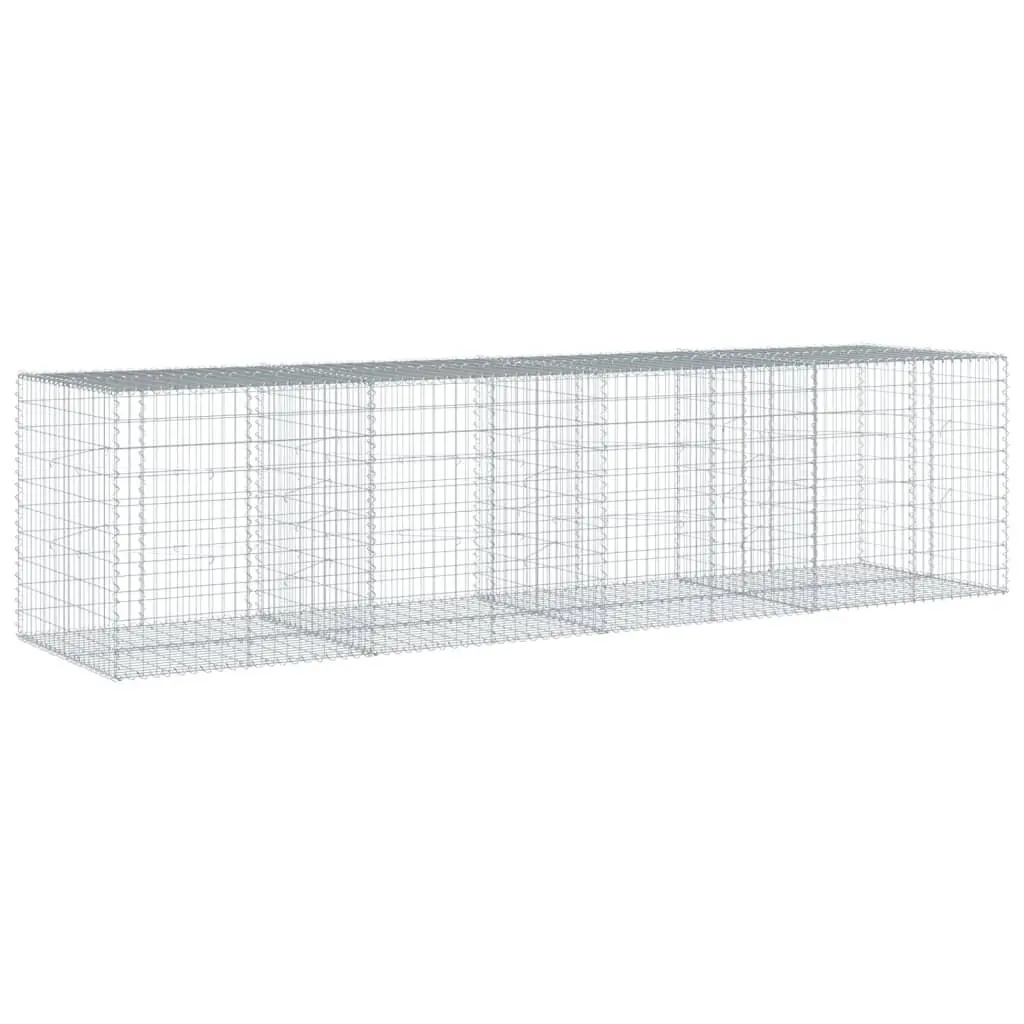 Gabion Basket with Cover 400x100x100 cm Galvanised Iron Wire Cage Garden