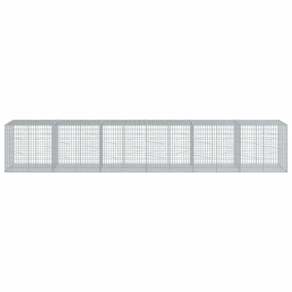Gabion Basket with Cover 600x100x100 cm Garden Retaining Wall Wire Cage