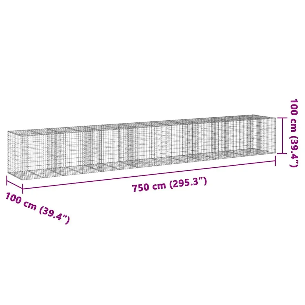 Gabion Basket Garden Use 750x100x100 cm Galvanised Iron Wire