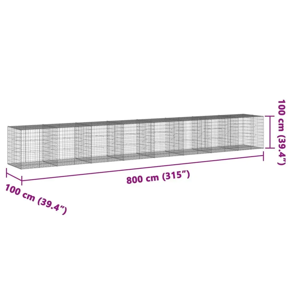Gabion Basket Garden 800x100x100 cm Galvanised Iron Wire
