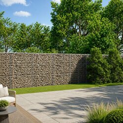Gabion Basket with Cover 500x100x150 cm in Silver Metal