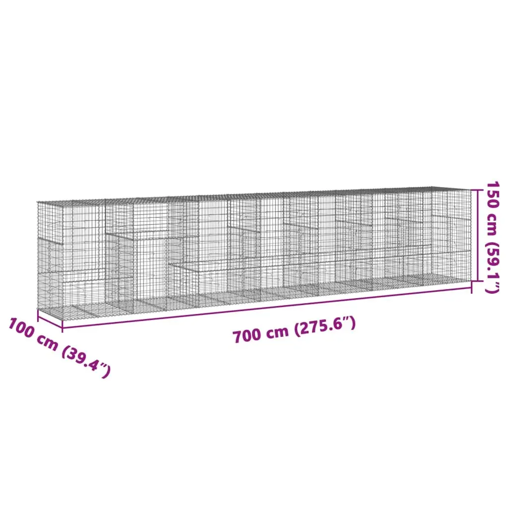 Gabion Basket Garden Use 700x100x150 cm Galvanised Iron Wire