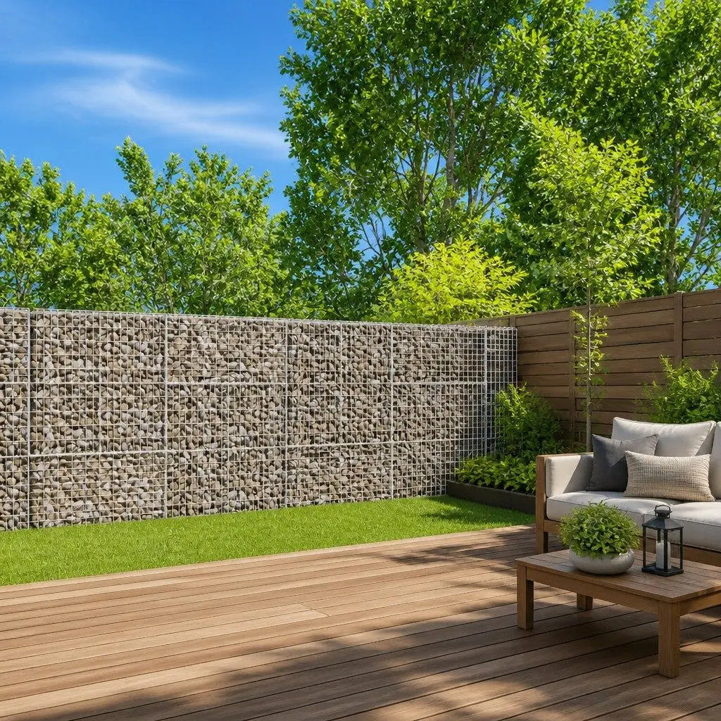 Gabion Basket with Cover 900x100x150 cm Galvanised Iron Garden Landscaping Cage