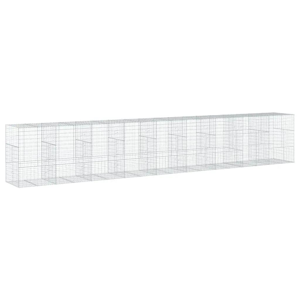 Gabion Basket with Cover 900x100x150 cm Galvanised Iron Garden Landscaping Cage