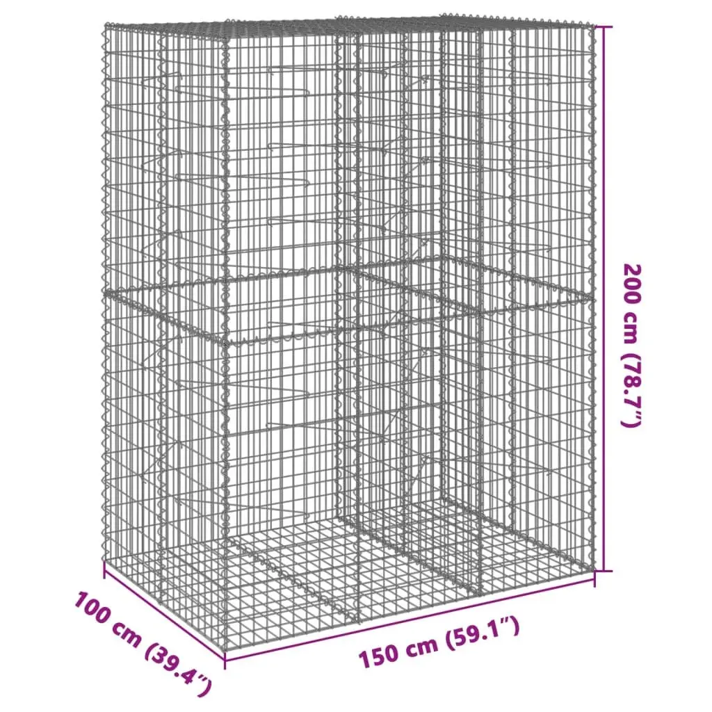 Gabion Basket with Cover 150x100x200cm Outdoor Garden Retaining Wall Decor