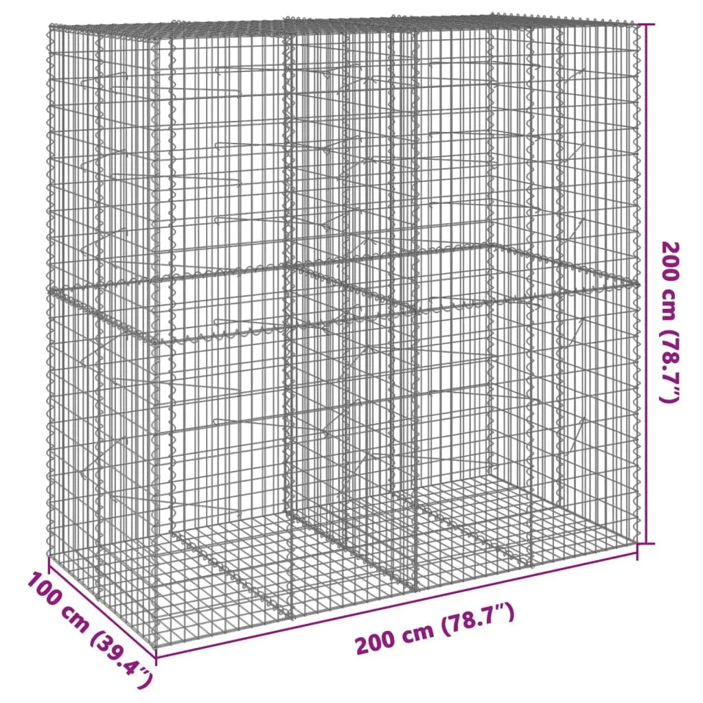 Gabion Basket Outdoor Garden 200x100x200 cm Retaining Wall Decor