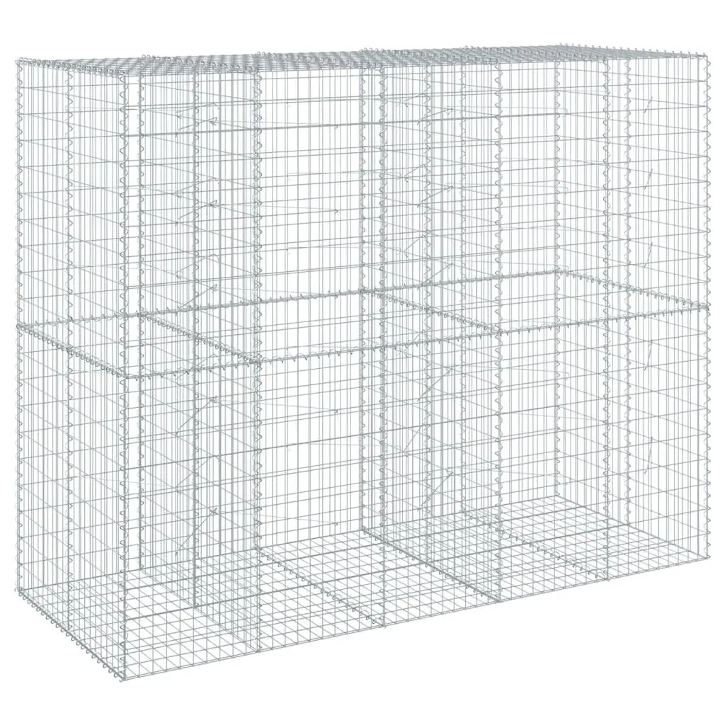 Gabion Basket with Cover 250x100x200 cm Galvanised Iron Wire Garden Retaining