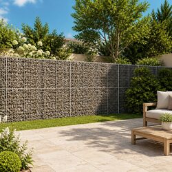 Gabion Basket with Cover 400x100x200 cm Garden Retaining Wall Outdoor