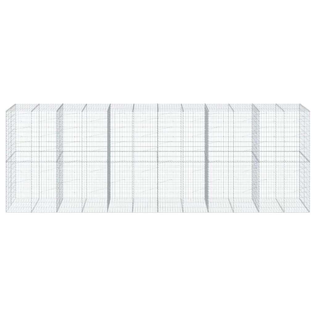 Gabion Basket with Cover 600x100x200cm Silver Wire Cage Garden Retaining Wall