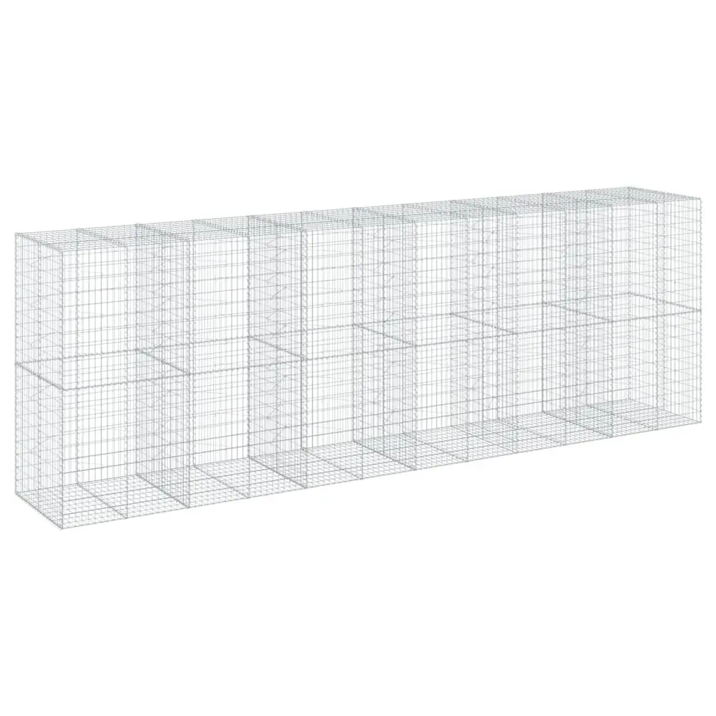 Gabion Basket with Cover 600x100x200cm Silver Wire Cage Garden Retaining Wall