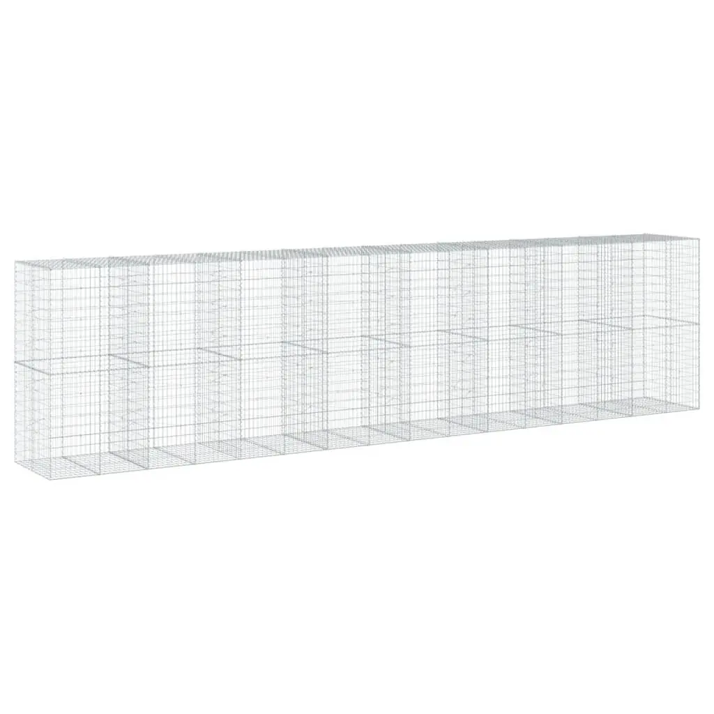 Gabion Basket with Cover 800x100x200 cm Silver Wire Cage Outdoor Garden