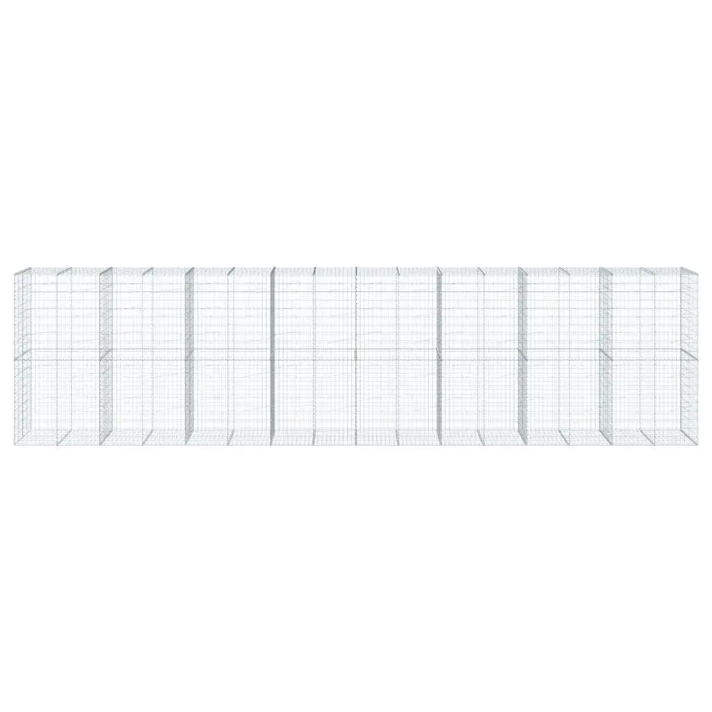 Gabion Basket with Cover 800x100x200 cm Silver Wire Cage Outdoor Garden