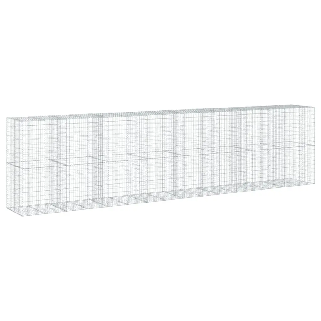 Gabion Basket with Cover 800x100x200 cm Silver Wire Cage Outdoor Garden