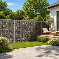 Gabion Basket with Cover 1150x100x200 cm Galvanised Iron Garden Landscaping