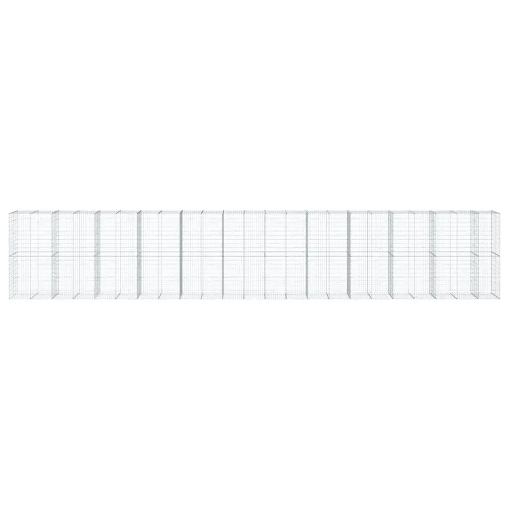 Gabion Basket with Cover 1150x100x200 cm Galvanised Iron Garden Landscaping