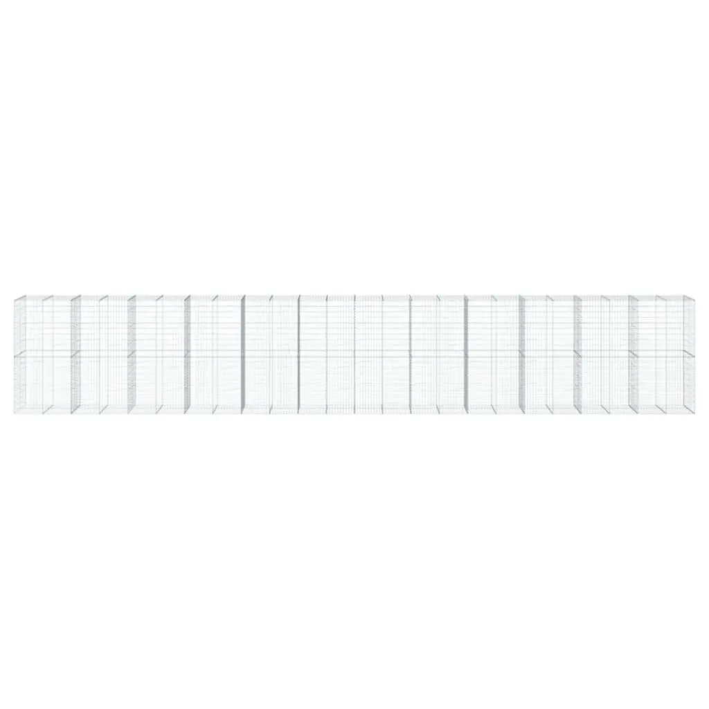 Gabion Basket with Cover 1200x100x200 cm Galvanised Iron Garden Retaining Wall