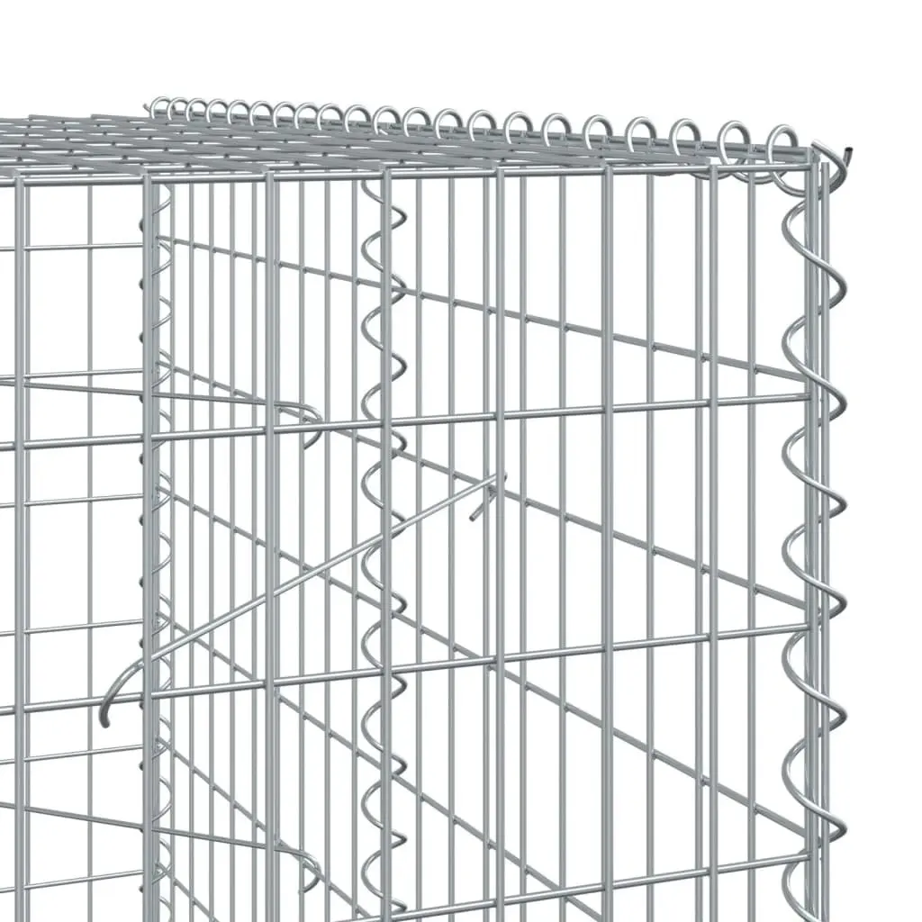 Gabion Basket with Cover 1200x100x200 cm Galvanised Iron Garden Retaining Wall