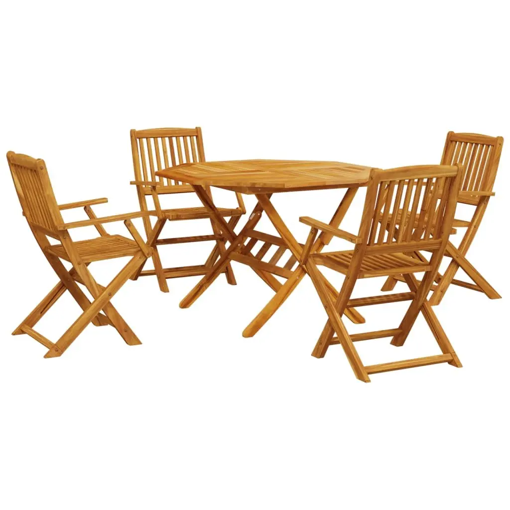 5 Piece Folding Garden Dining Set Outdoor Furniture Acacia Brown
