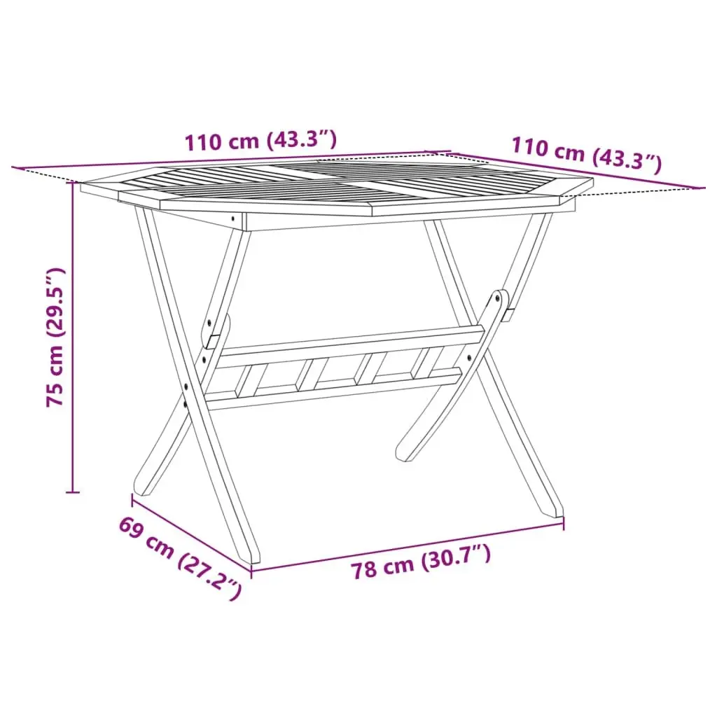 5 Piece Folding Garden Dining Set Outdoor Furniture Acacia Brown