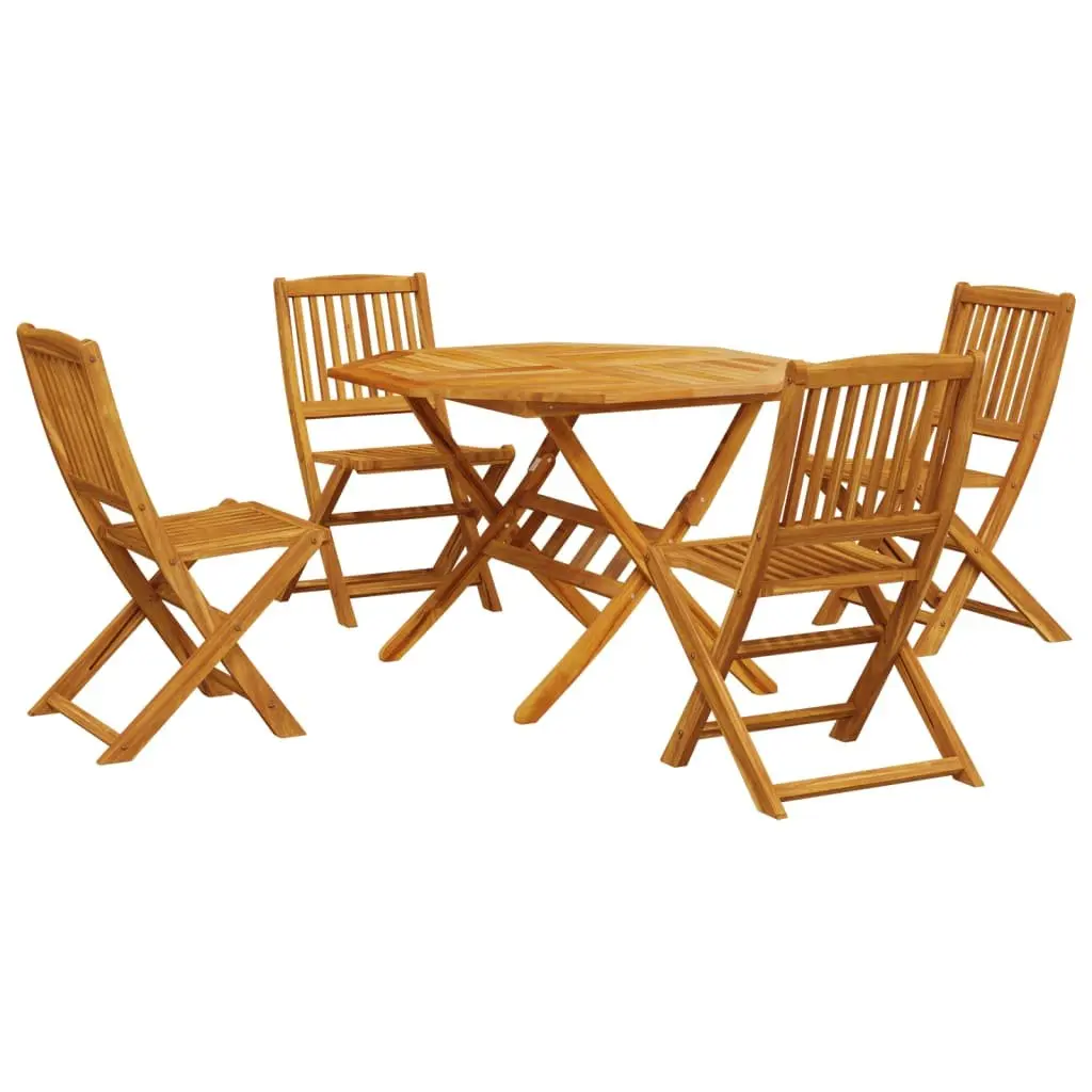 5 Piece Outdoor Folding Dining Set Patio Furniture Acacia Wood Brown
