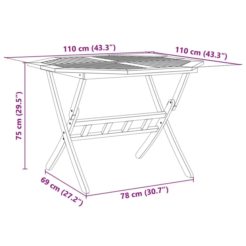 5 Piece Outdoor Folding Dining Set Patio Furniture Acacia Wood Brown
